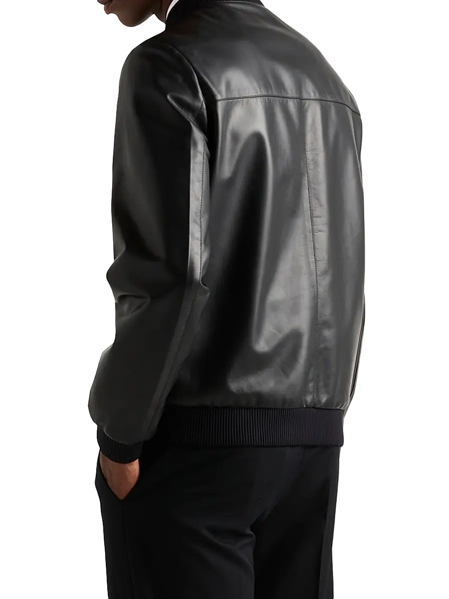 Prada Men's Nappa Leather Bomber Jacket | Thumbnail 5 Prada Men's Nappa Leather Bomber Jacket | Thumbnail 5