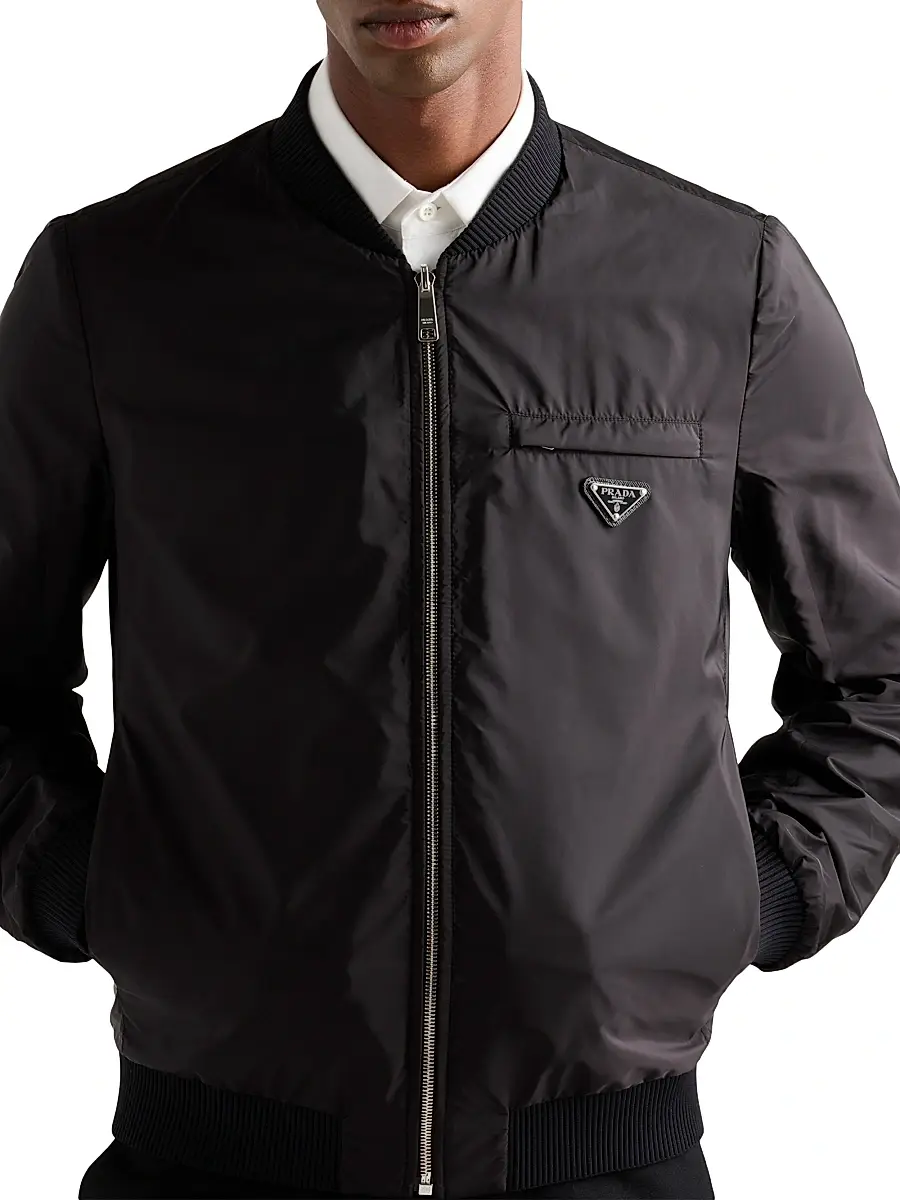 Prada Men's Nappa Leather Bomber Jacket | Thumbnail 6 Prada Men's Nappa Leather Bomber Jacket | Thumbnail 6