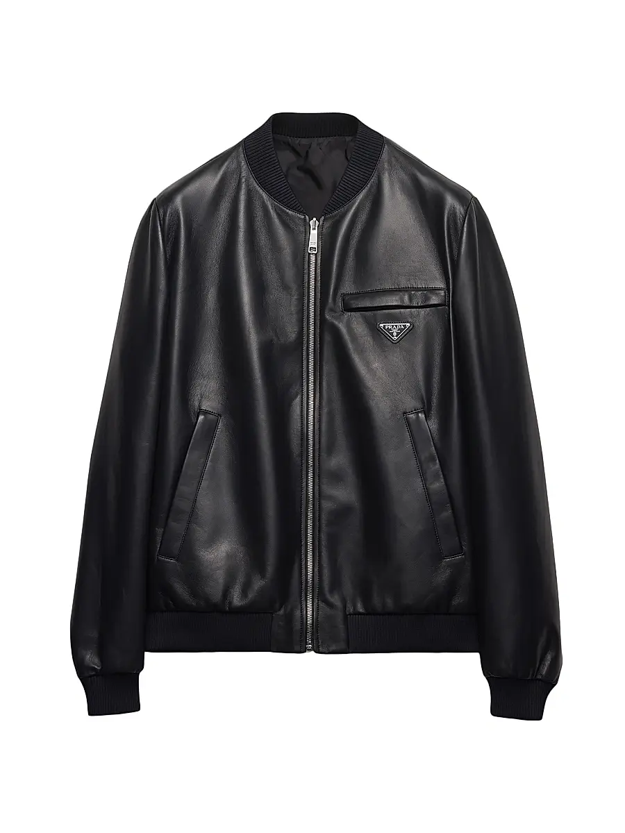 Prada Men's Nappa Leather Bomber Jacket - Black - Size 46 | Image 1 Prada Men's Nappa Leather Bomber Jacket - Black - Size 46 | Image 1