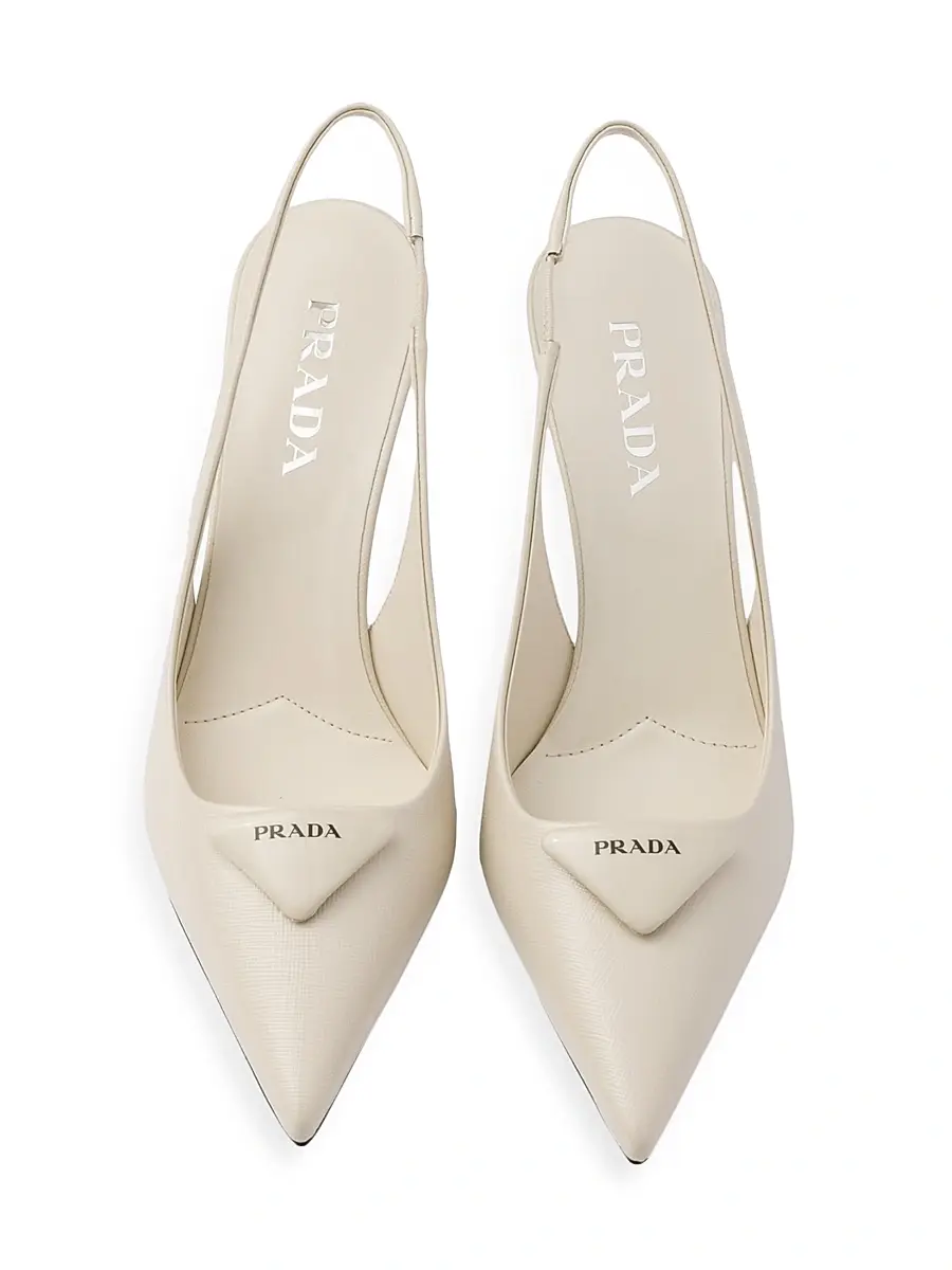 Prada Women's Saffiano 75MM Patent Leather Slingback Pumps | Thumbnail 2 Prada Women's Saffiano 75MM Patent Leather Slingback Pumps | Thumbnail 2