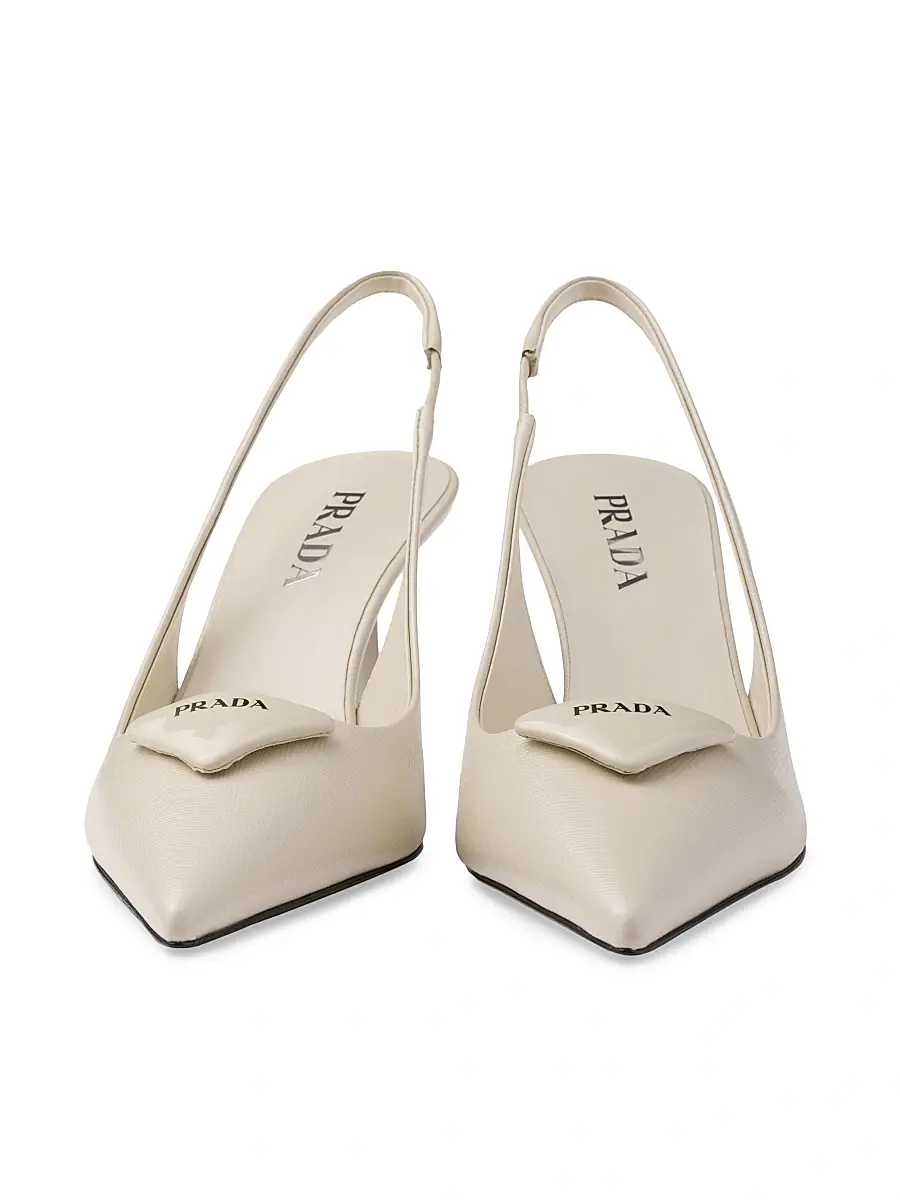 Prada Women's Saffiano 75MM Patent Leather Slingback Pumps | Thumbnail 4 Prada Women's Saffiano 75MM Patent Leather Slingback Pumps | Thumbnail 4