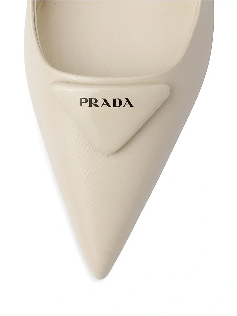 Prada Women's Saffiano 75MM Patent Leather Slingback Pumps | Thumbnail 5 Prada Women's Saffiano 75MM Patent Leather Slingback Pumps | Thumbnail 5