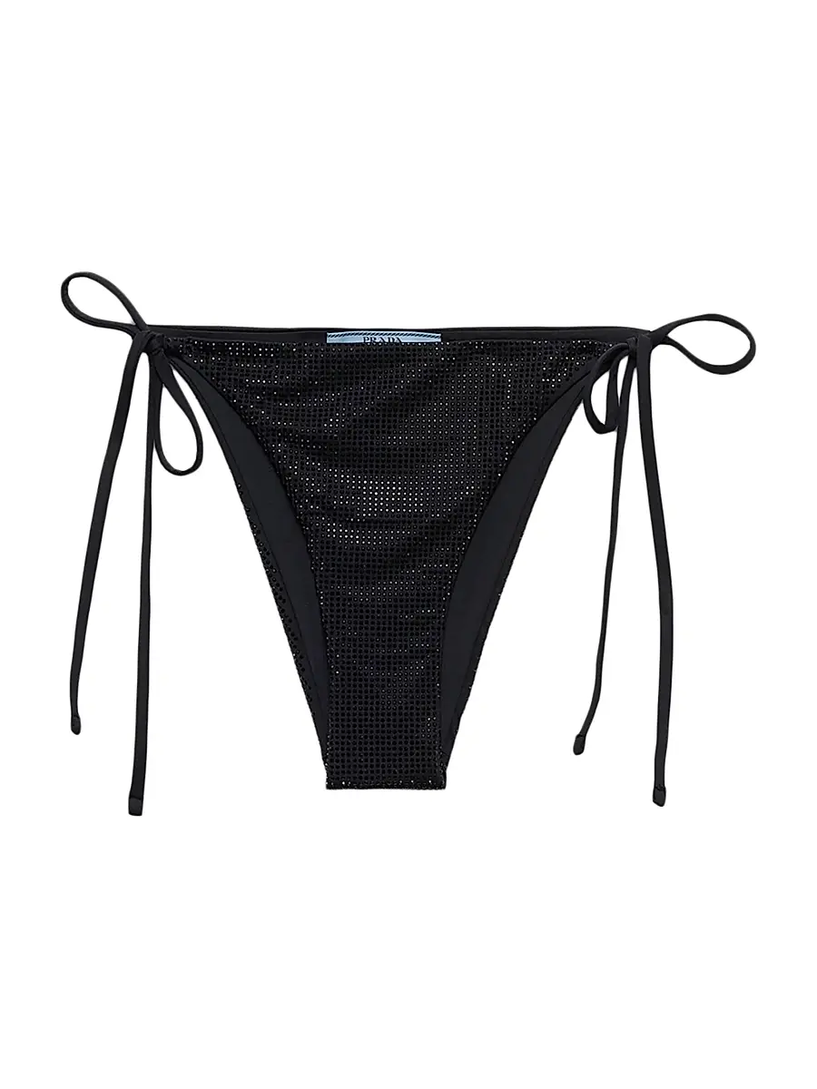 Prada Women's Jersey Bikini Bottom with Rhinestones - Black - Size XL | Image 1 Prada Women's Jersey Bikini Bottom with Rhinestones - Black - Size XL | Image 1