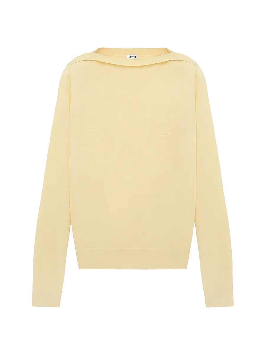 LOEWE Women's Boatneck Wool-Blend Sweater - Light Yellow | Image 1 LOEWE Women's Boatneck Wool-Blend Sweater - Light Yellow | Image 1