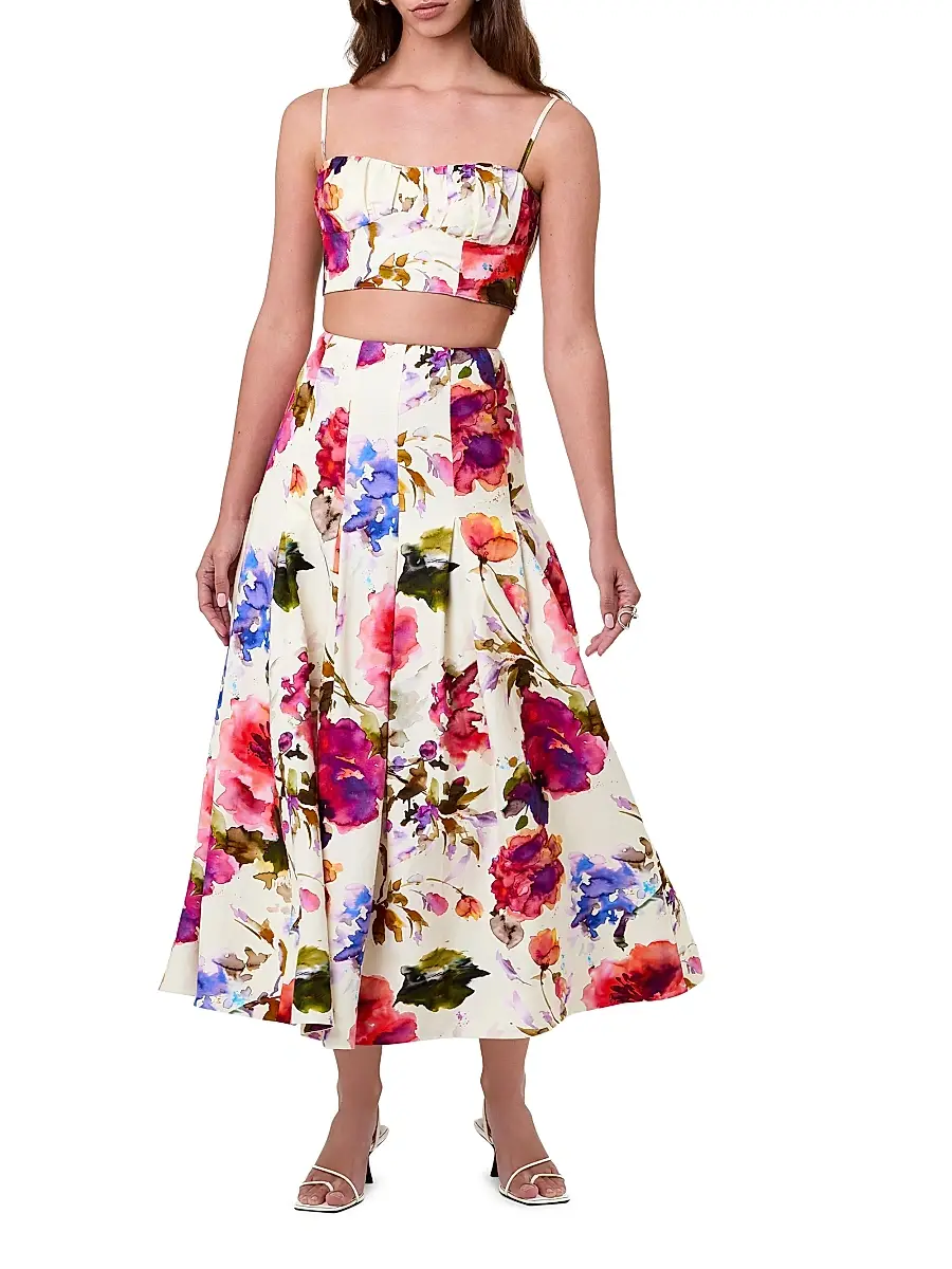 Nicholas the Label Women's Jordana Floral Pleated Waist Midi-Skirt | Thumbnail 2 Nicholas the Label Women's Jordana Floral Pleated Waist Midi-Skirt | Thumbnail 2