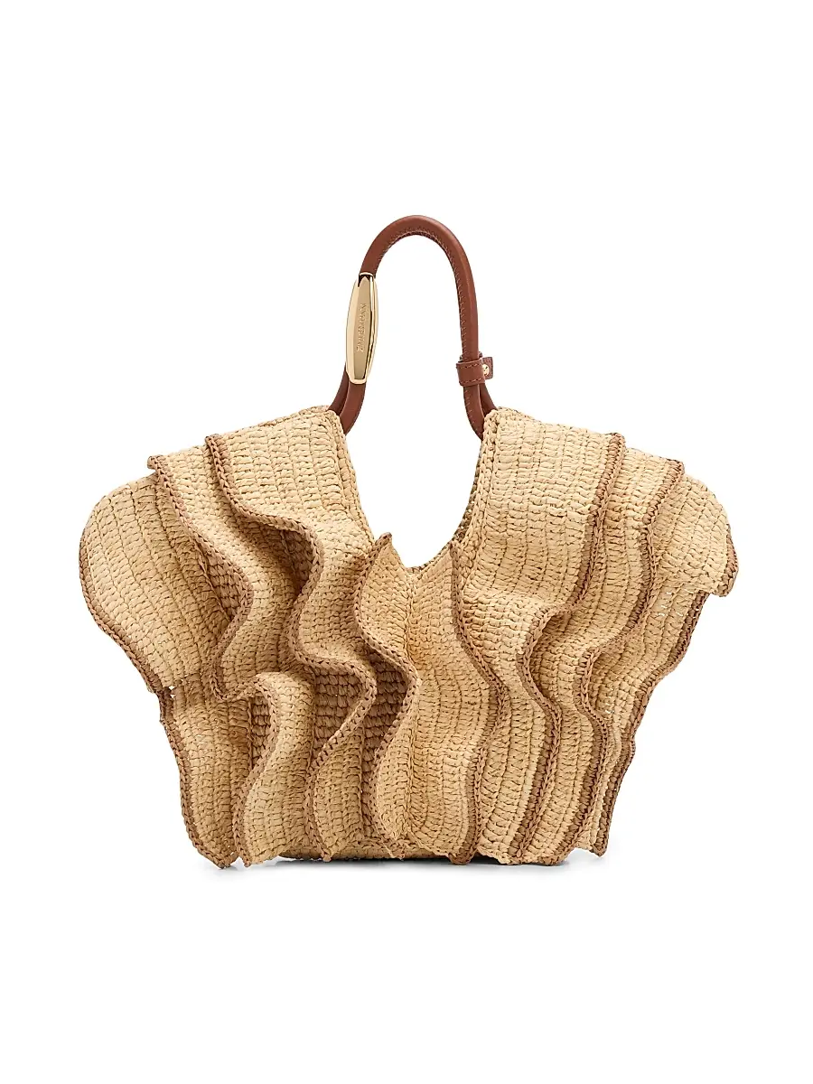 Zimmermann Women's Goldentime Ruffle Tote Bag - Natural | Image 1 Zimmermann Women's Goldentime Ruffle Tote Bag - Natural | Image 1