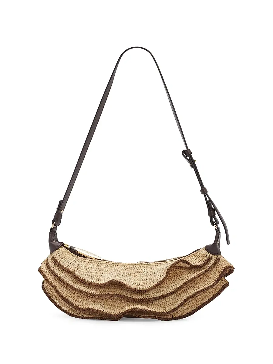 Zimmermann Women's Goldentime Ruffle Shoulder Bag - Natural | Image 1 Zimmermann Women's Goldentime Ruffle Shoulder Bag - Natural | Image 1