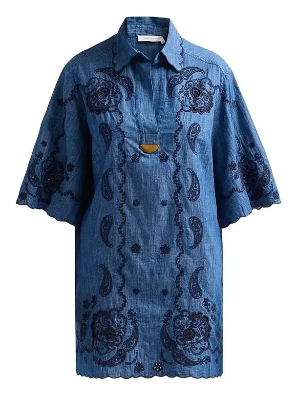 Women's Aster Embroidered Denim Mini Dress Women's Aster Embroidered Denim Mini Dress