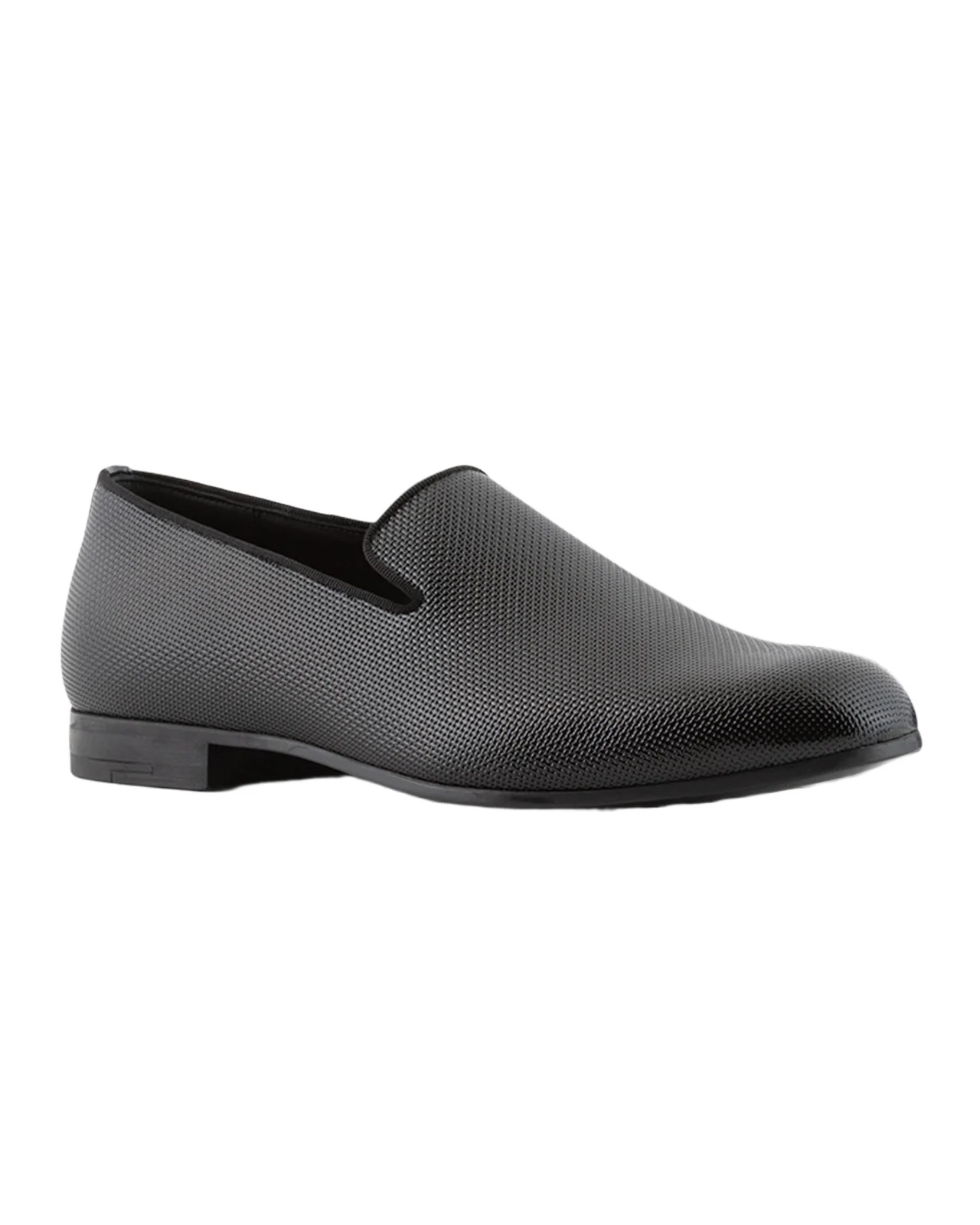 Men's Textured Leather Grosgrain-Trim Loafers Men's Textured Leather Grosgrain-Trim Loafers