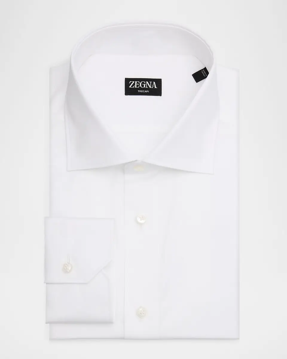 Zegna Men's Solid Trecapi 3-Ply Cotton Dress Shirt | Thumbnail 3 Zegna Men's Solid Trecapi 3-Ply Cotton Dress Shirt | Thumbnail 3