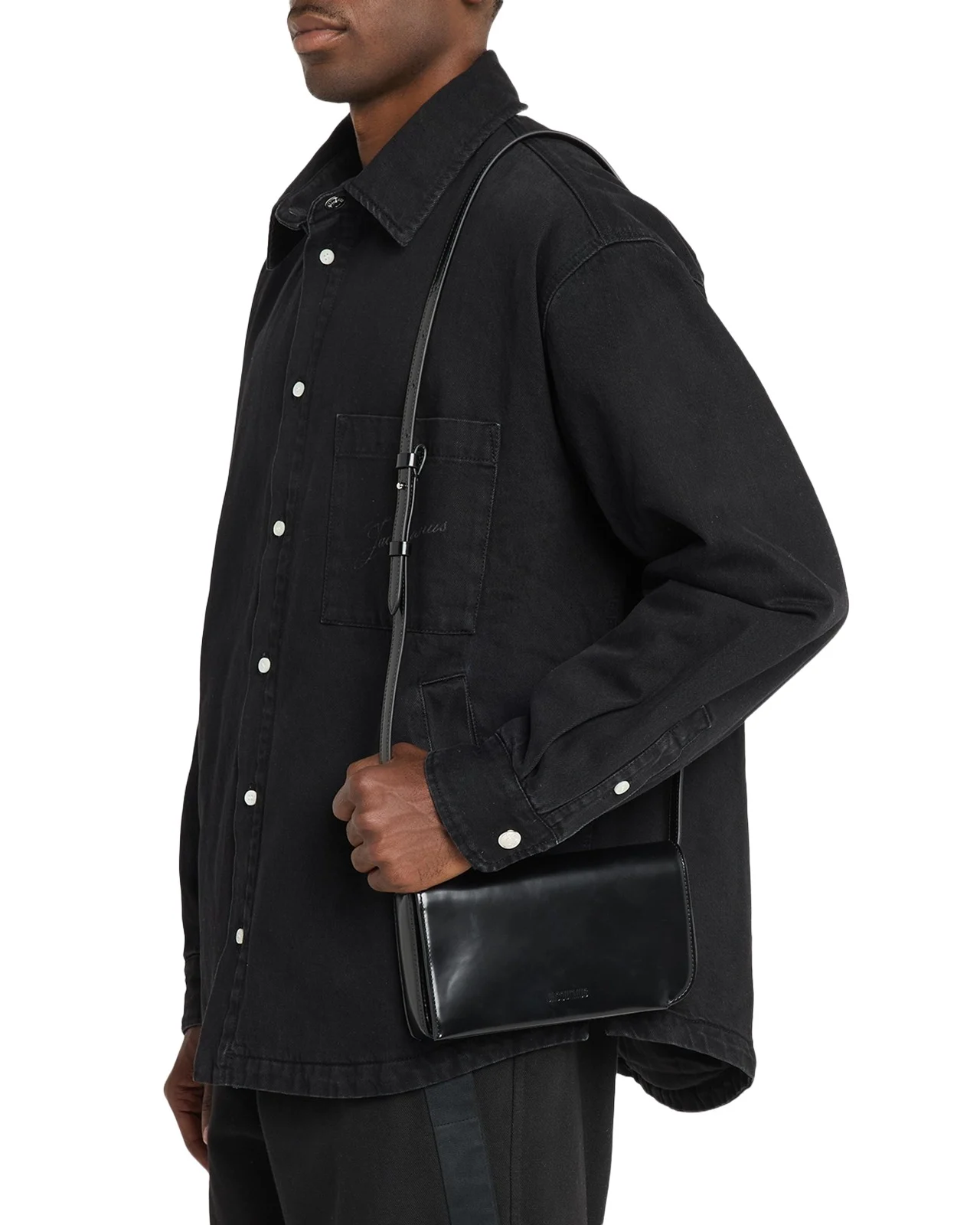 Jacquemus Men's Le Curvo Leather Crossbody Bag