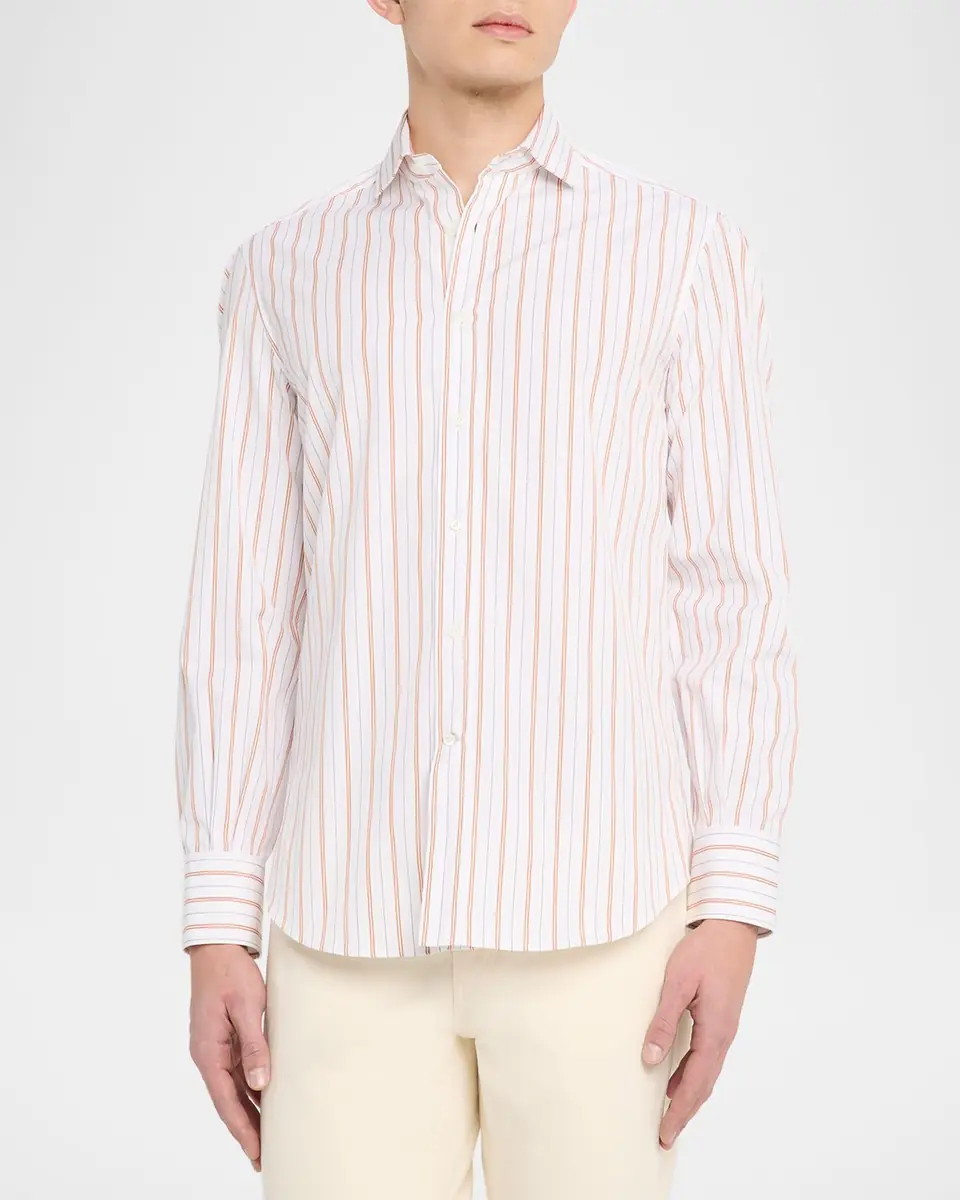 Brunello Cucinelli Men's Multi-Stripe Cotton Slim-Fit Button-Down Shirt | Thumbnail 3