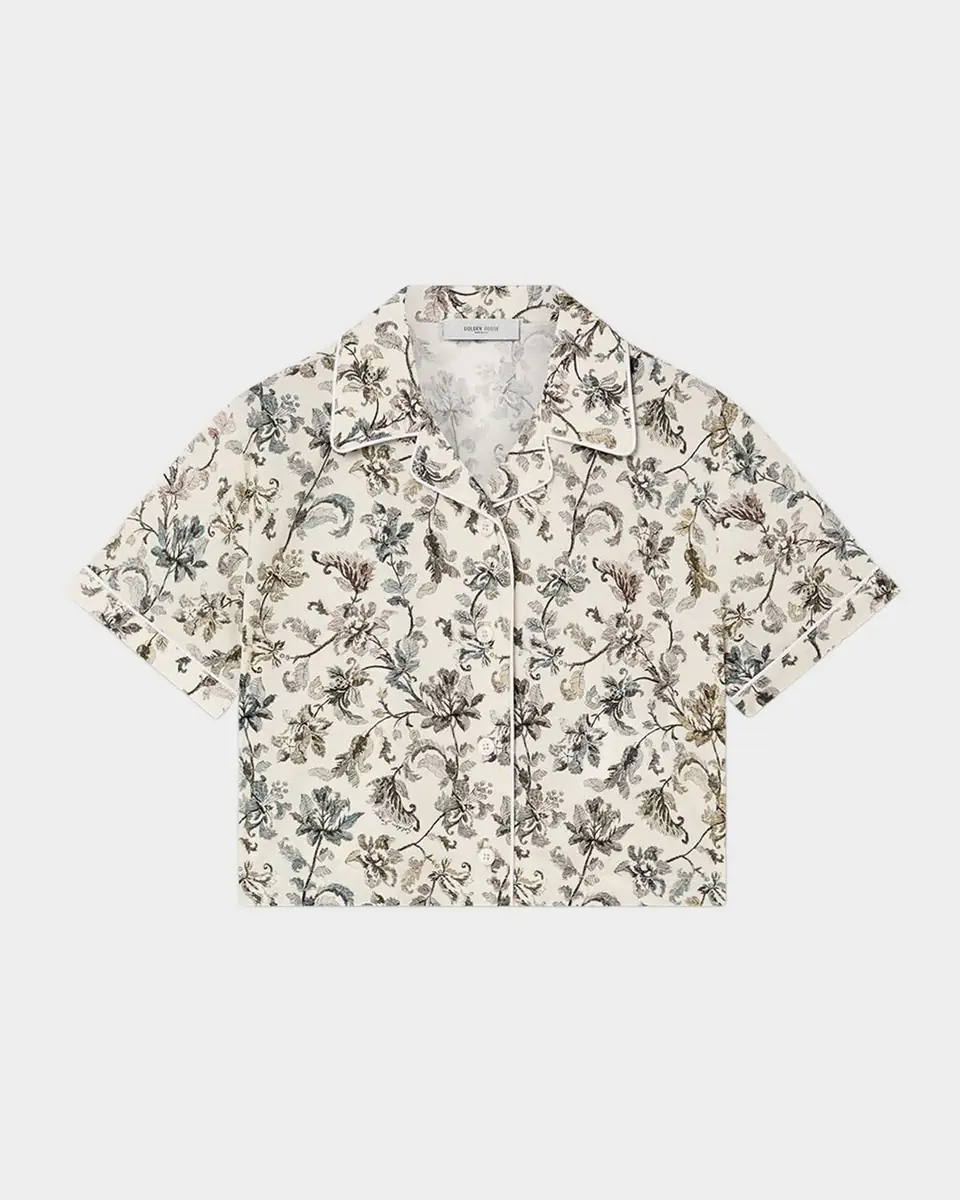 Golden Goose Girl's Journey Floral Cotton Collared Shirt | Thumbnail 2 Golden Goose Girl's Journey Floral Cotton Collared Shirt | Thumbnail 2