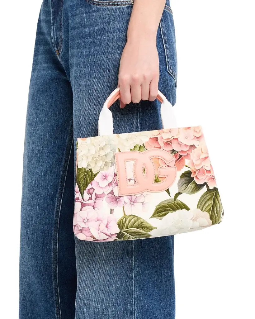 Kid's Hydrangeas-Print Canvas Shopping Tote Bag