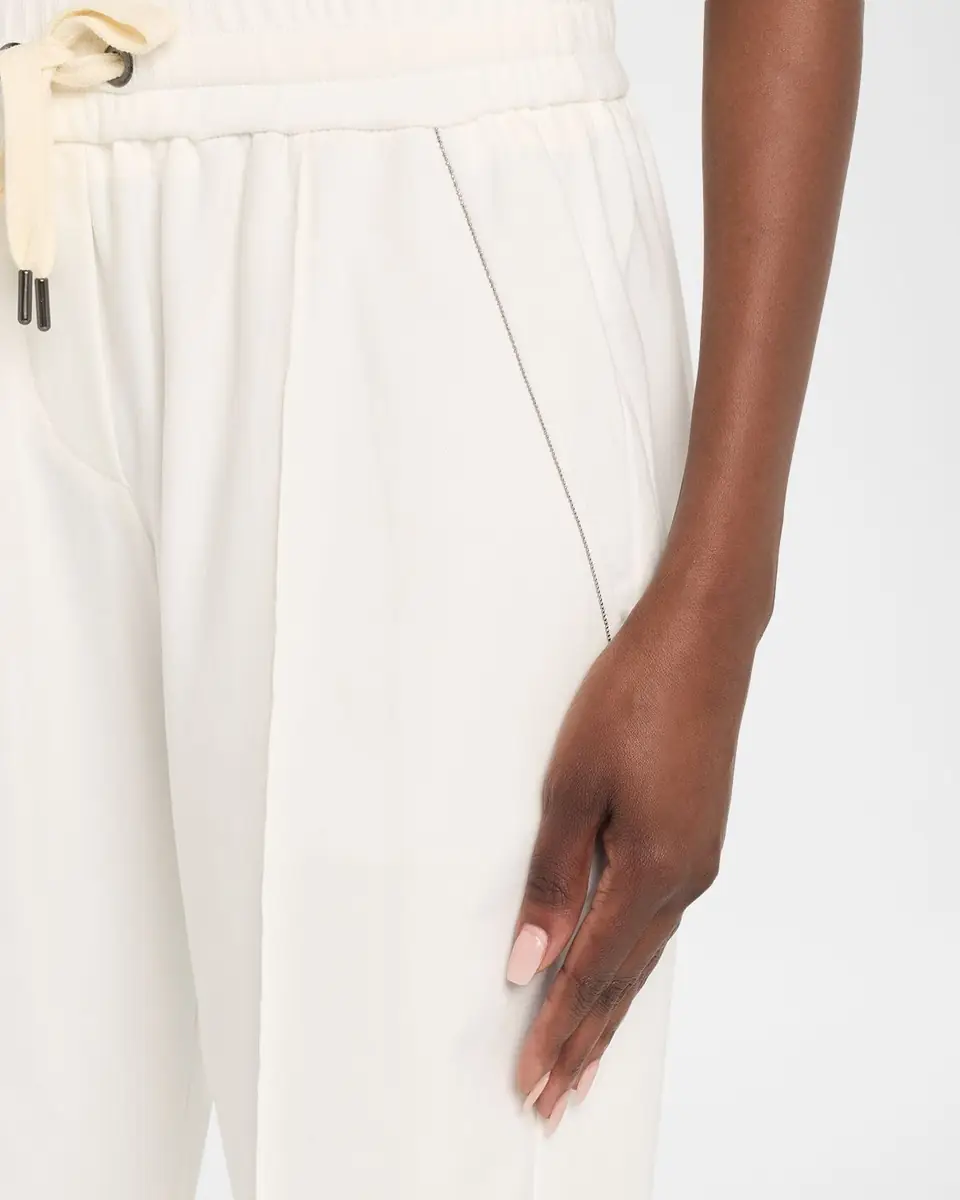 Brunello Cucinelli Monili-Trim Cotton Slim-Leg Ankle Drawstring Pants | Thumbnail 4 Brunello Cucinelli Monili-Trim Cotton Slim-Leg Ankle Drawstring Pants | Thumbnail 4