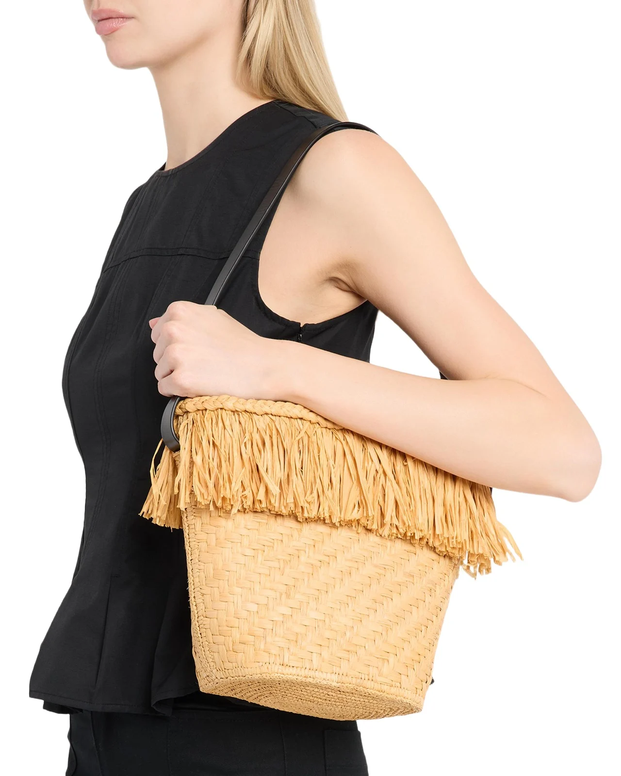 Proenza Schouler Fringe-Trim Raffia Bucket Bag