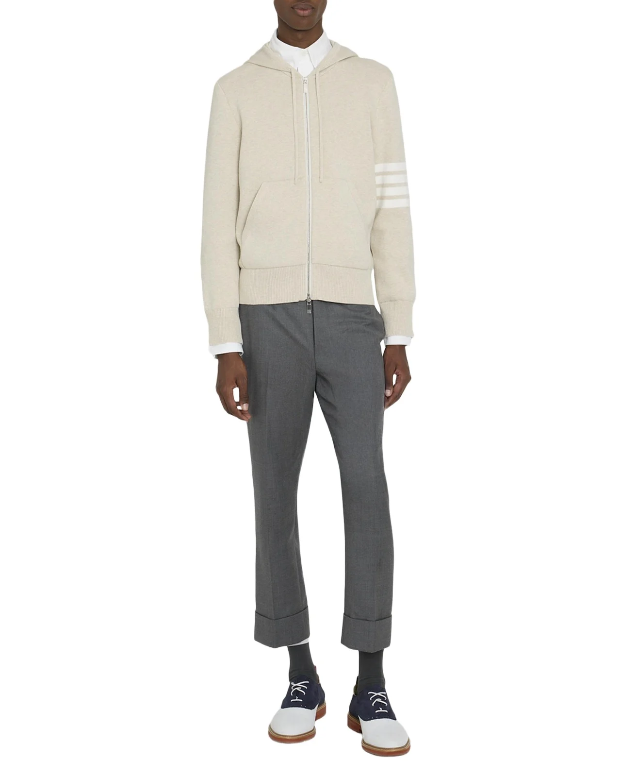 Thom Browne Men's Cotton 4-Bar Full-Zip Hoodie