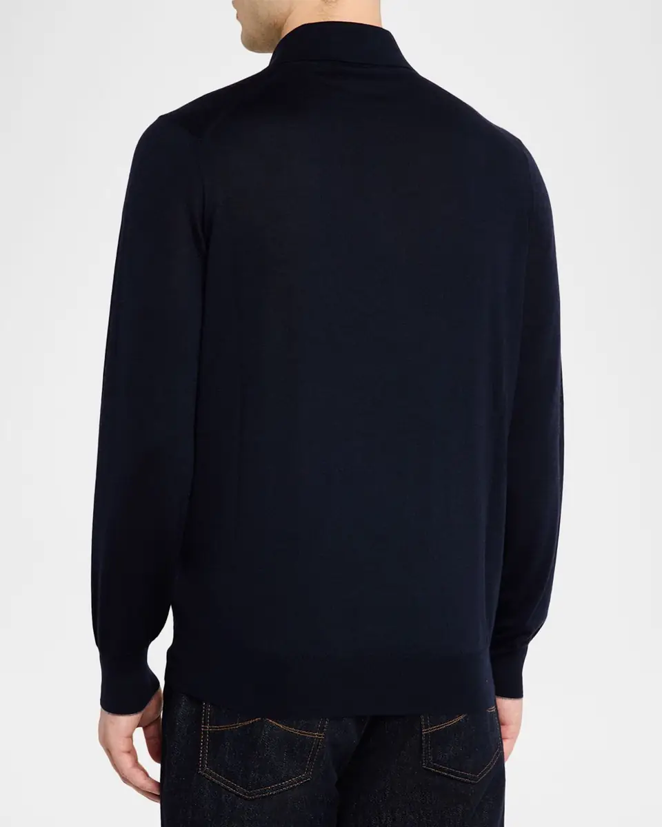 Brunello Cucinelli Men's Cashmere Knit Polo Sweater | Thumbnail 2 Brunello Cucinelli Men's Cashmere Knit Polo Sweater | Thumbnail 2