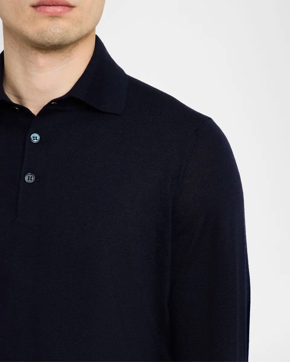 Brunello Cucinelli Men's Cashmere Knit Polo Sweater | Thumbnail 4 Brunello Cucinelli Men's Cashmere Knit Polo Sweater | Thumbnail 4