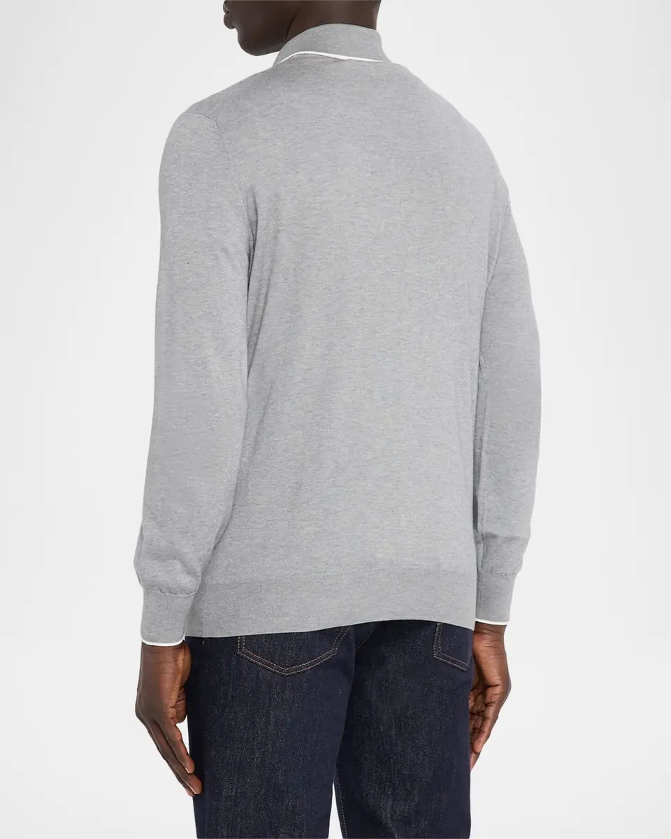 Brunello Cucinelli Men's Cotton and Cashmere Knit Polo Sweater | Thumbnail 2 Brunello Cucinelli Men's Cotton and Cashmere Knit Polo Sweater | Thumbnail 2