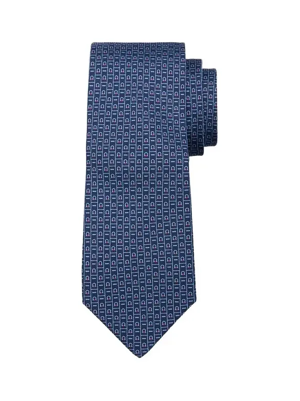 Men's Gancini Monogram-Print Silk Tie