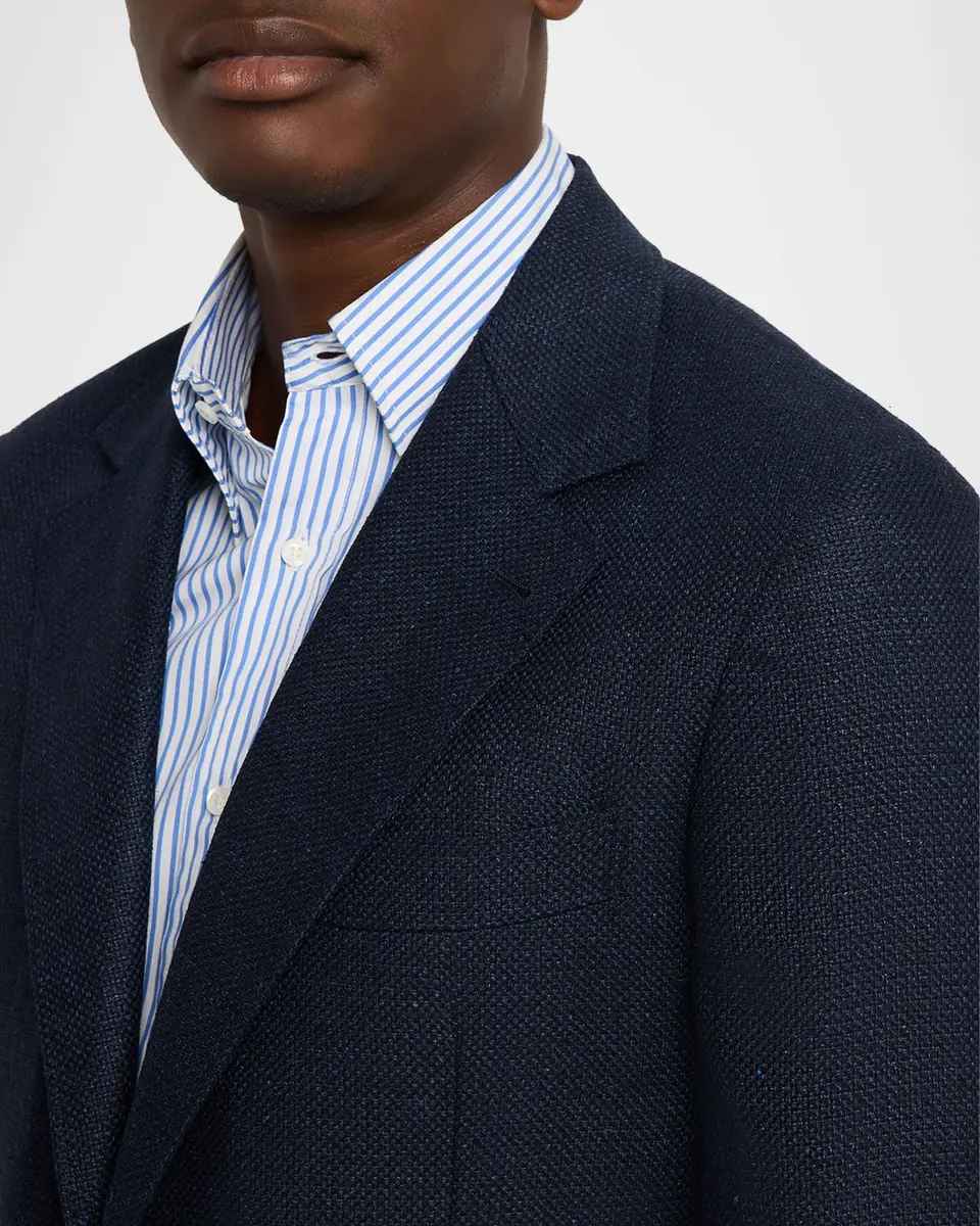 Brunello Cucinelli Men's Linen and Wool Single-Breasted Jacket | Thumbnail 4 Brunello Cucinelli Men's Linen and Wool Single-Breasted Jacket | Thumbnail 4