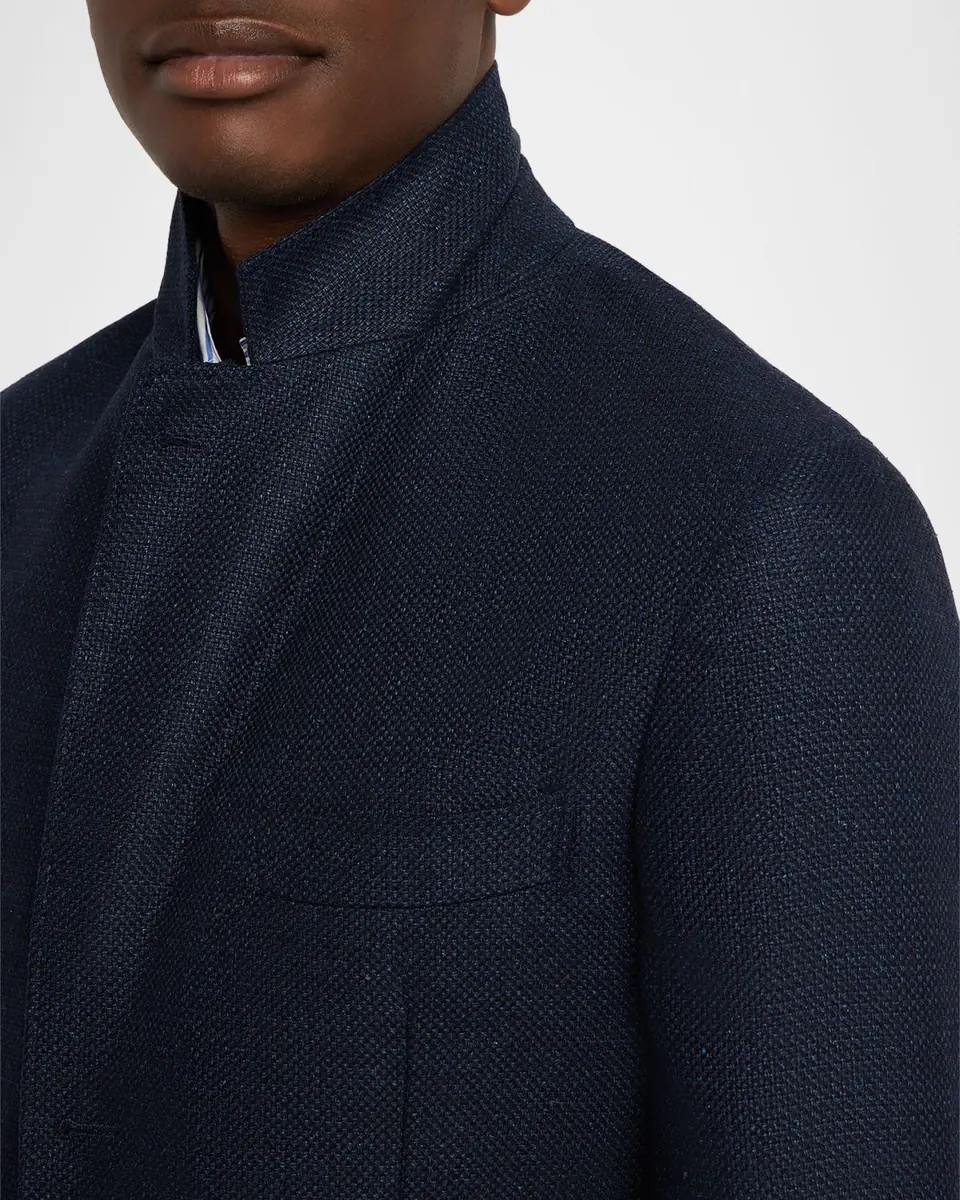 Brunello Cucinelli Men's Linen and Wool Single-Breasted Jacket | Thumbnail 6 Brunello Cucinelli Men's Linen and Wool Single-Breasted Jacket | Thumbnail 6