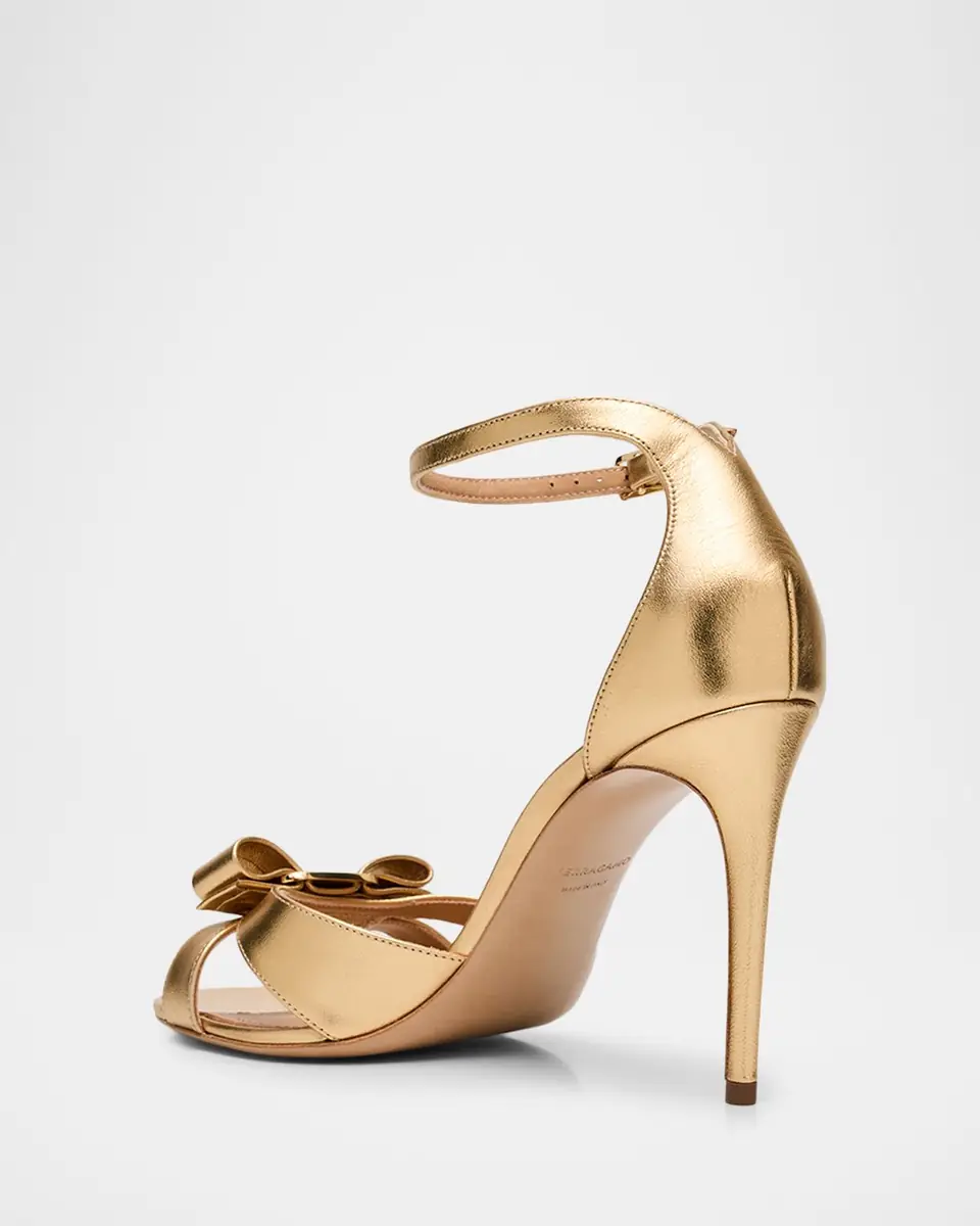 Ferragamo 95mm Roxy Metallic Leather Bow Pumps | Thumbnail 3 Ferragamo 95mm Roxy Metallic Leather Bow Pumps | Thumbnail 3