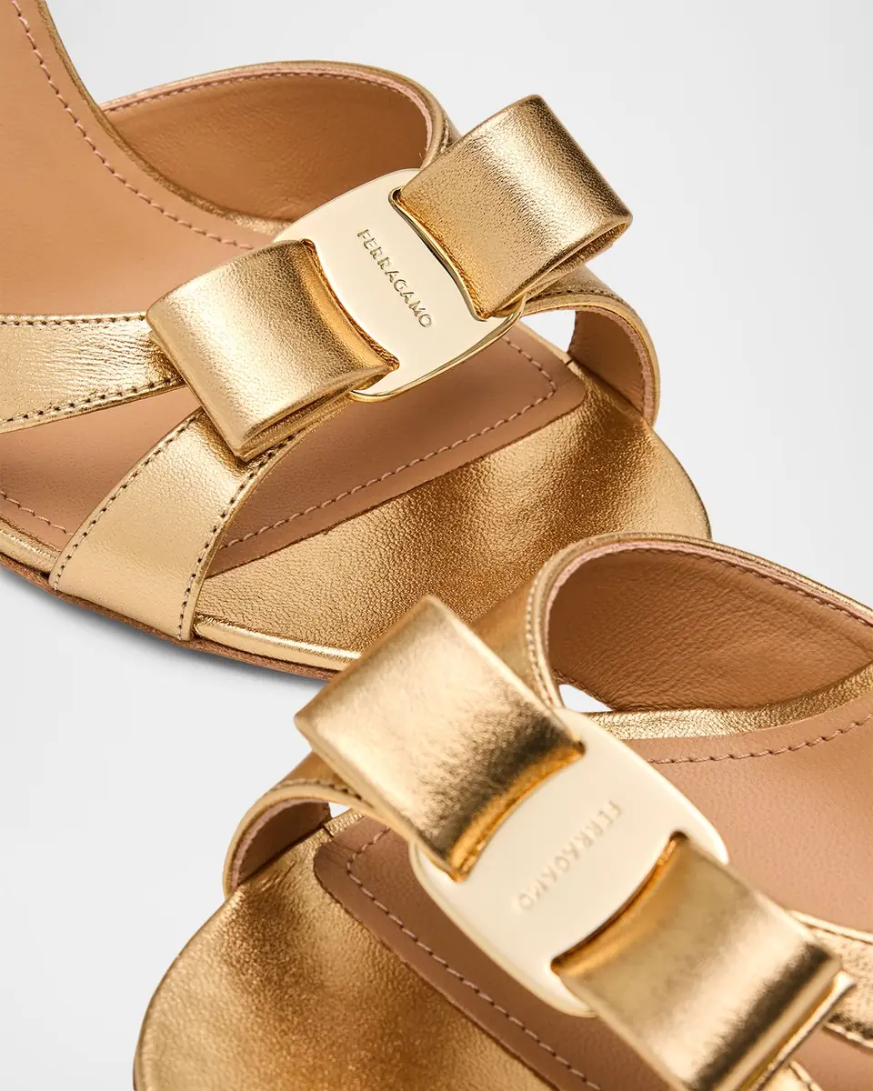 Ferragamo 95mm Roxy Metallic Leather Bow Pumps | Thumbnail 4 Ferragamo 95mm Roxy Metallic Leather Bow Pumps | Thumbnail 4