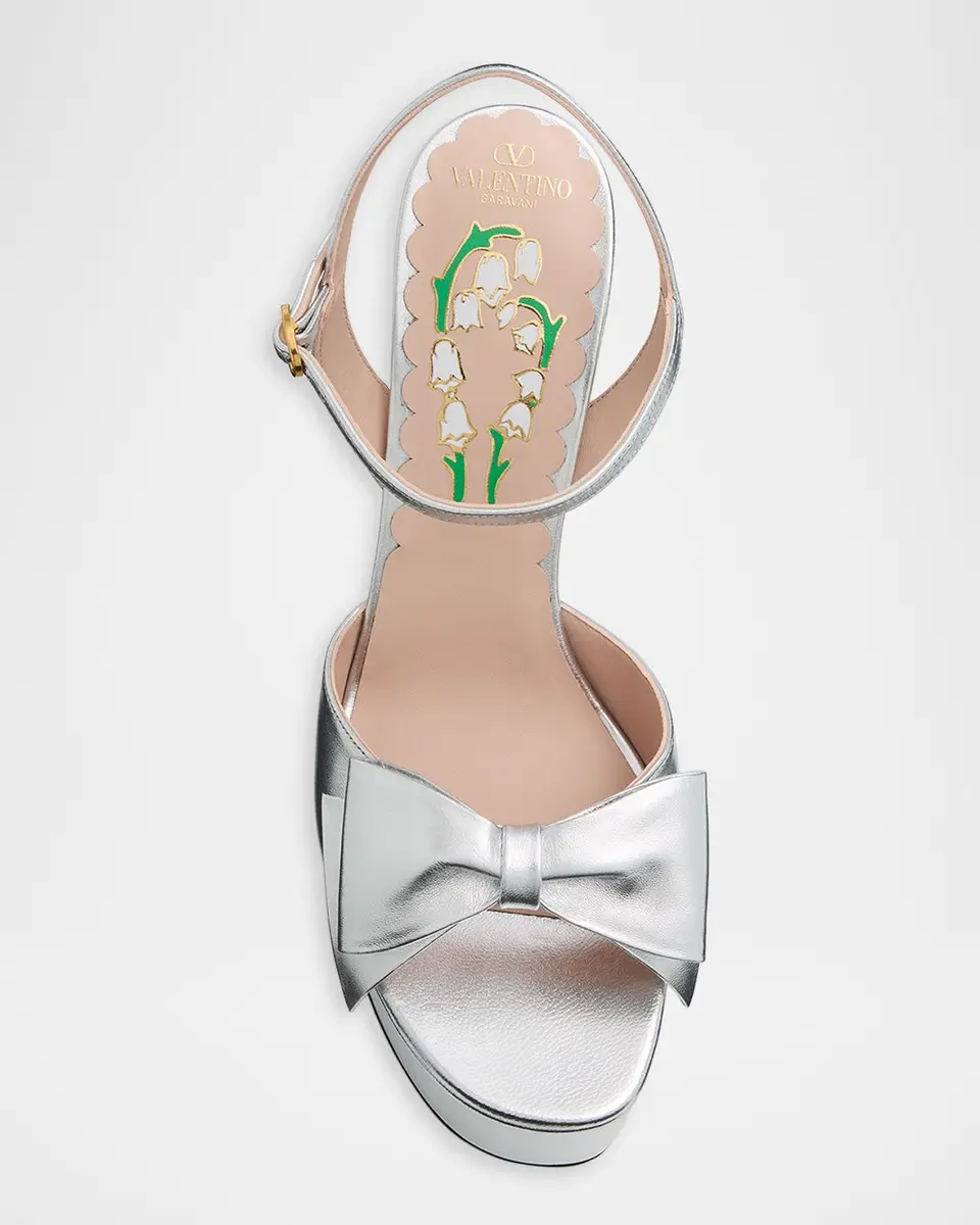 Valentino Garavani 130mm Bowow Metallic Leather Platform Sandals | Thumbnail 6 Valentino Garavani 130mm Bowow Metallic Leather Platform Sandals | Thumbnail 6
