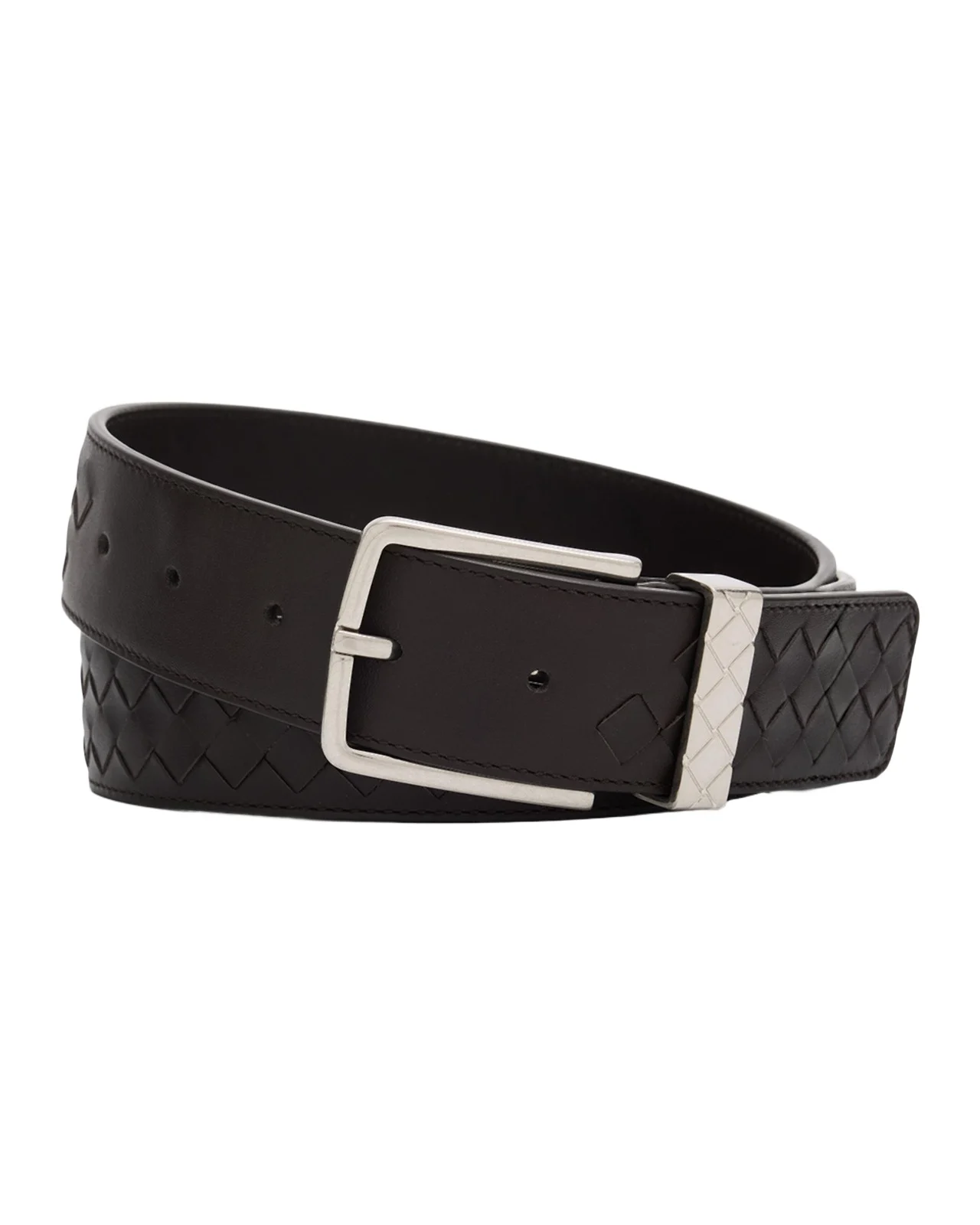 Bottega Veneta Men's Intrecciato Piccolo Leather Belt