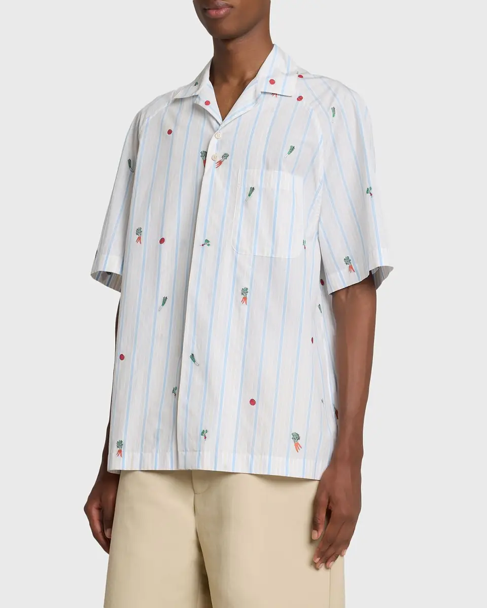 Jacquemus Men's Vegetable Stripe Cotton Short-Sleeve Shirt | Thumbnail 3