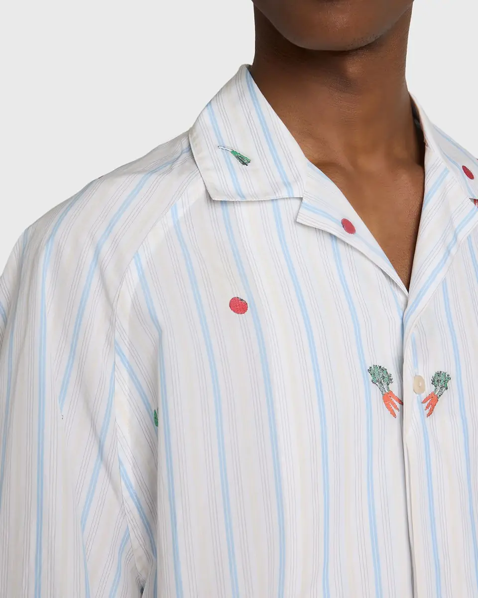 Jacquemus Men's Vegetable Stripe Cotton Short-Sleeve Shirt | Thumbnail 4