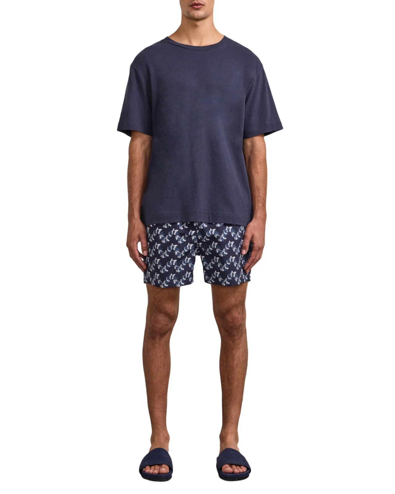 Frescobol Carioca Men's Dinis Cotton and Linen Crewneck T-Shirt