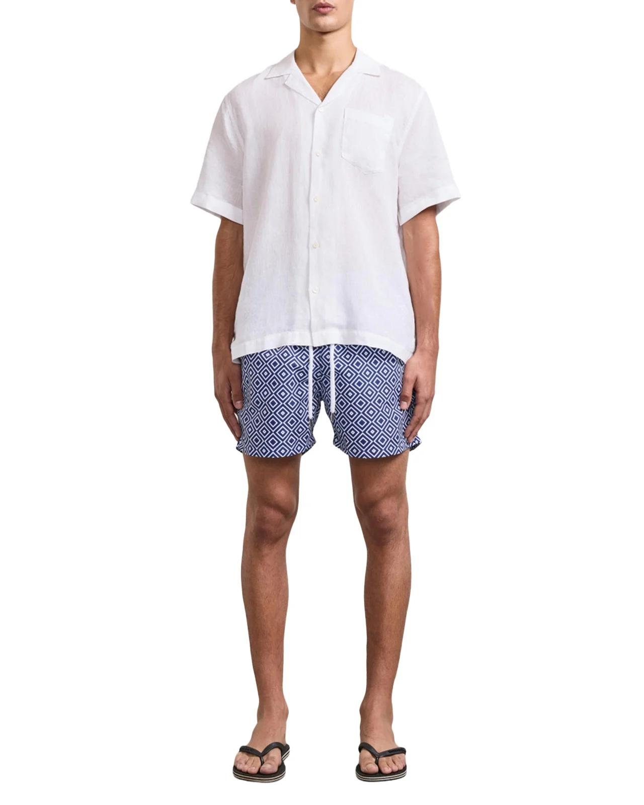 Men's Angra Nylon Geometric Tile-Print Sport Swim Shorts