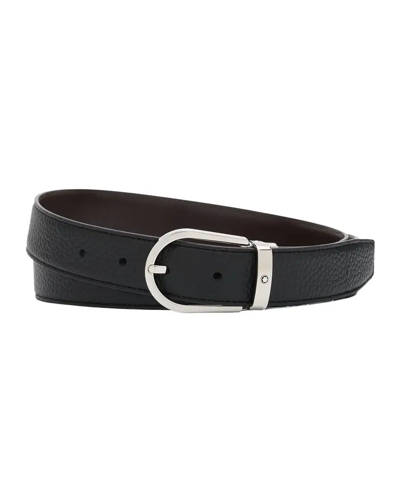 Montblanc Men's Horseshoe-Buckle Reversible Leather Belt | Image 1 Montblanc Men's Horseshoe-Buckle Reversible Leather Belt | Image 1