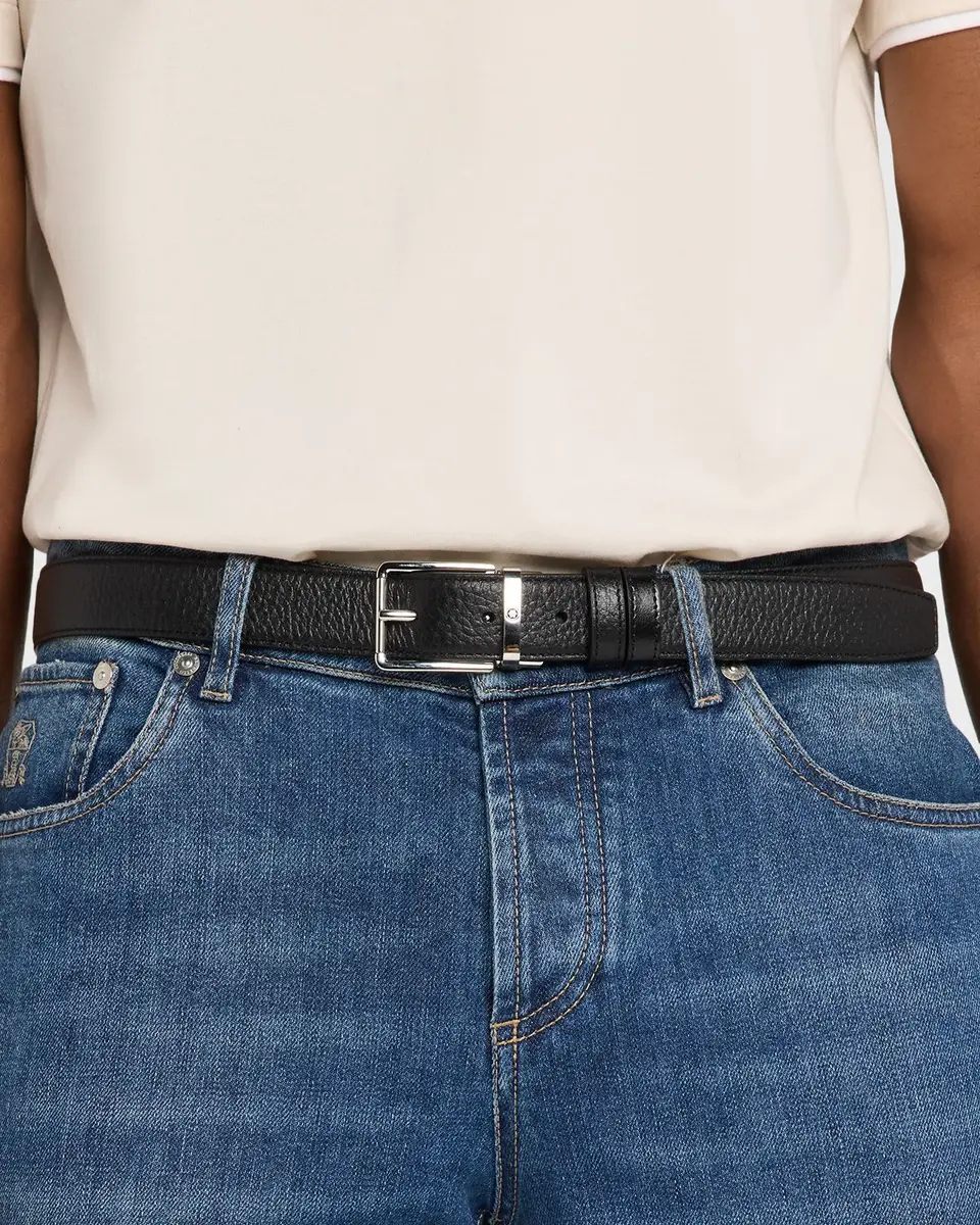 Montblanc Men's Grained Leather Pin-Buckle Belt | Thumbnail 2