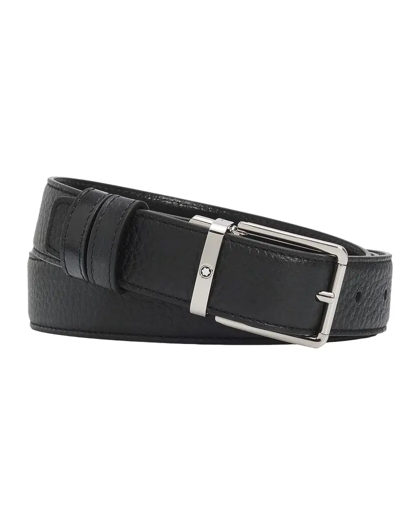 Montblanc Men's Grained Leather Pin-Buckle Belt | Image 1 Montblanc Men's Grained Leather Pin-Buckle Belt | Image 1