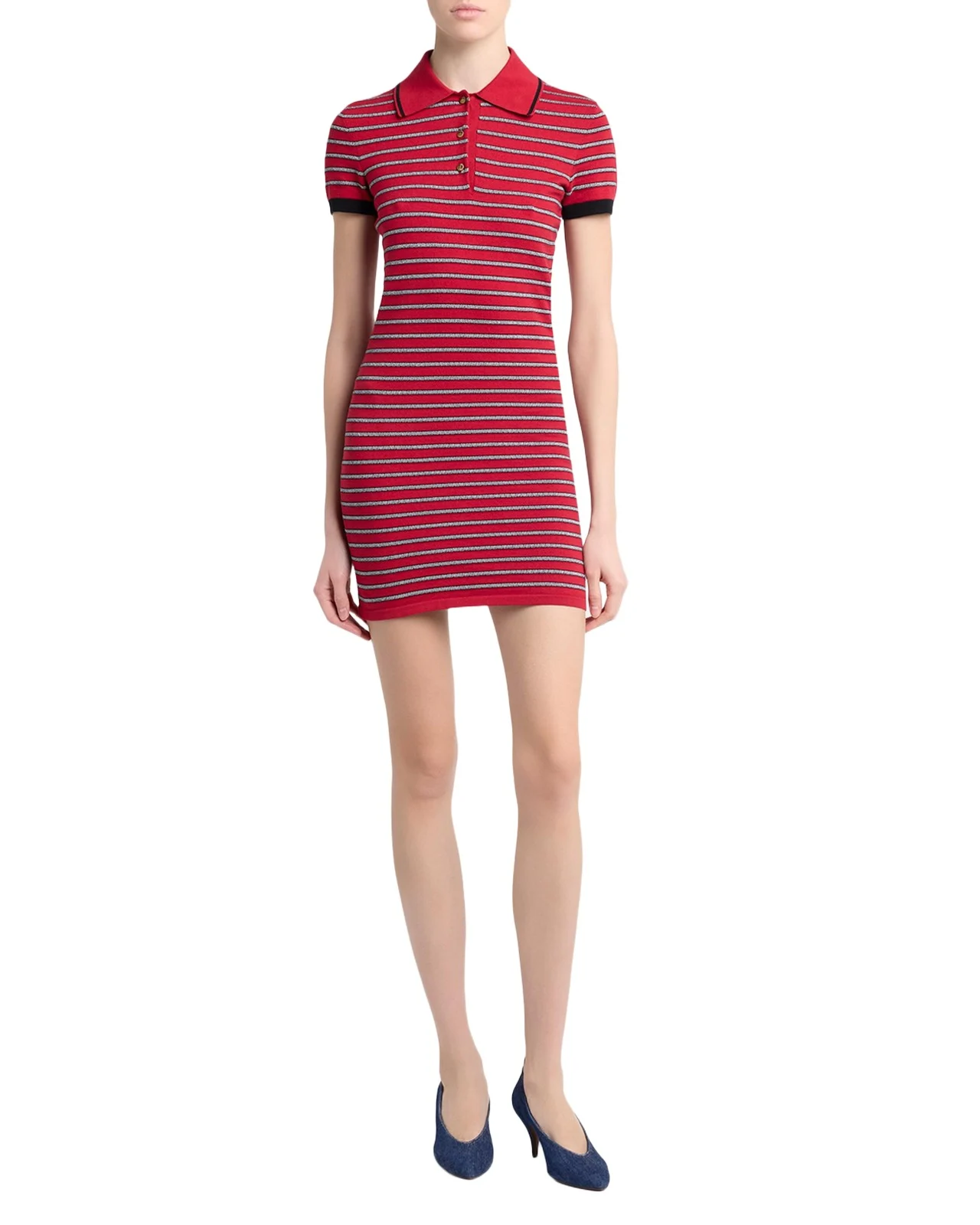 Stripe Knit Mini Polo Dress Stripe Knit Mini Polo Dress