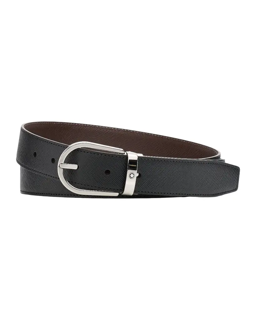 Montblanc Men's Horseshoe-Buckle Reversible Leather Belt | Image 1 Montblanc Men's Horseshoe-Buckle Reversible Leather Belt | Image 1