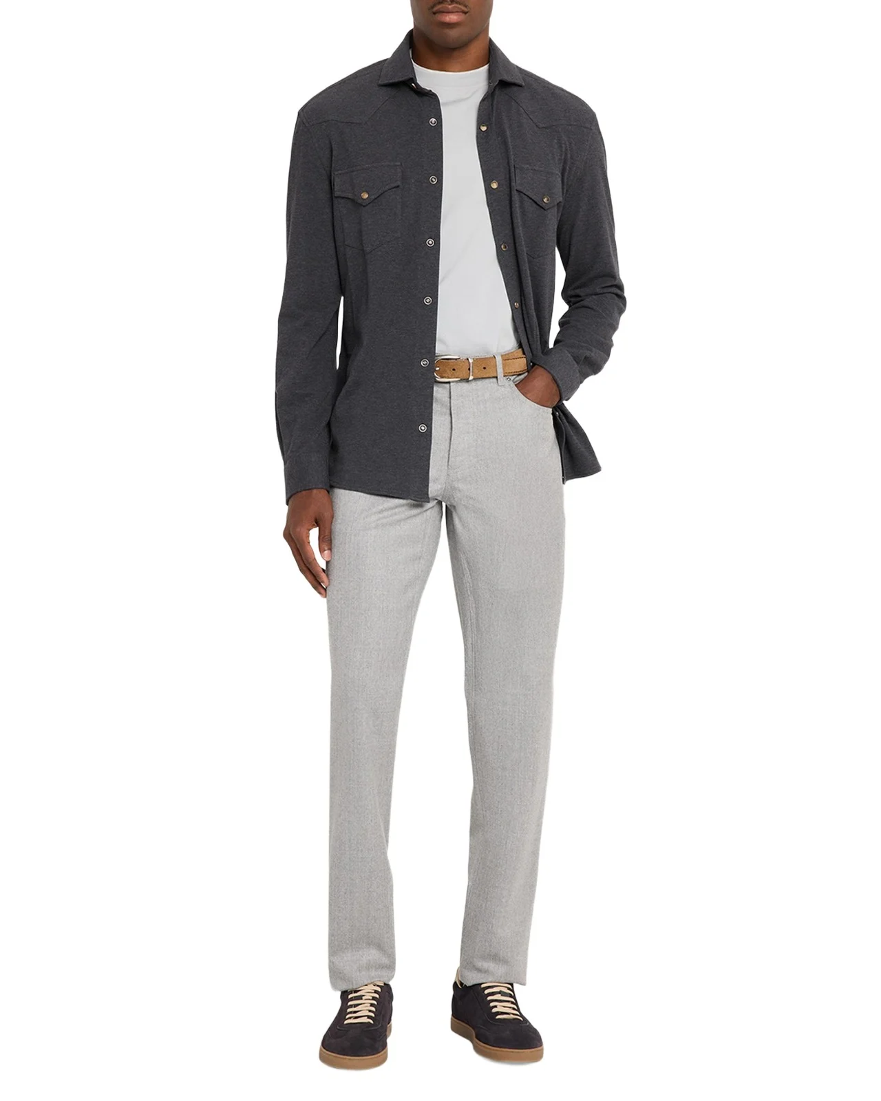 Brunello Cucinelli Men's Cotton Piqué Western Shirt