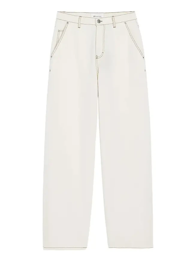 Men's Cotton Contrast-Stitched Wide-Leg Trousers Men's Cotton Contrast-Stitched Wide-Leg Trousers
