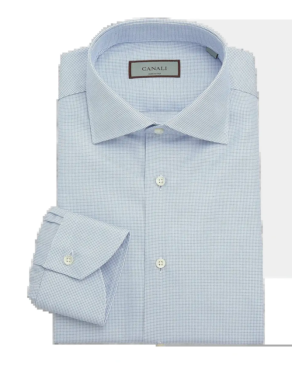 Canali Men's Cotton Micro-Check Dress Shirt | Thumbnail 2 Canali Men's Cotton Micro-Check Dress Shirt | Thumbnail 2