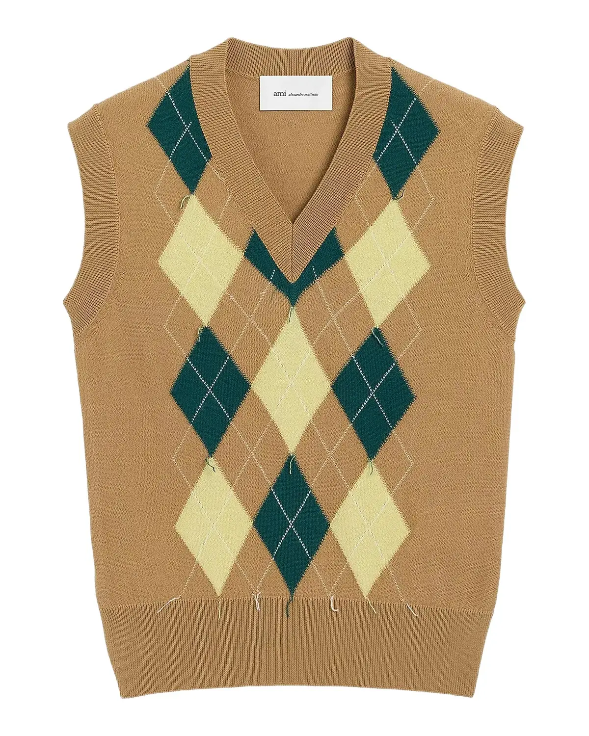 AMI PARIS Men's Wool Intarsia Knit Argyle Vest