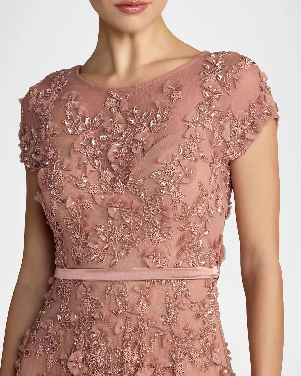 Mac Duggal Embellished Mesh A-Line Cocktail Dress | Thumbnail 3 Mac Duggal Embellished Mesh A-Line Cocktail Dress | Thumbnail 3