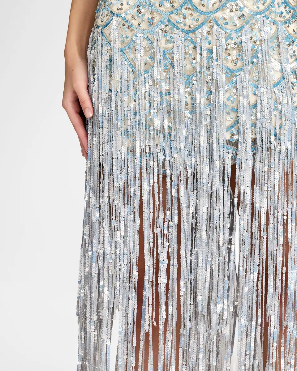 Mac Duggal Sequined Fringe Sleeveless Dress | Thumbnail 3 Mac Duggal Sequined Fringe Sleeveless Dress | Thumbnail 3