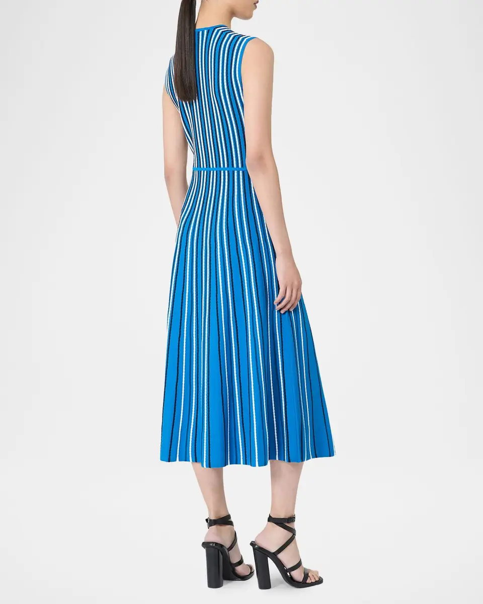 Max Mara Striped Compact Knit Sleeveless Midi Dress | Thumbnail 2 Max Mara Striped Compact Knit Sleeveless Midi Dress | Thumbnail 2