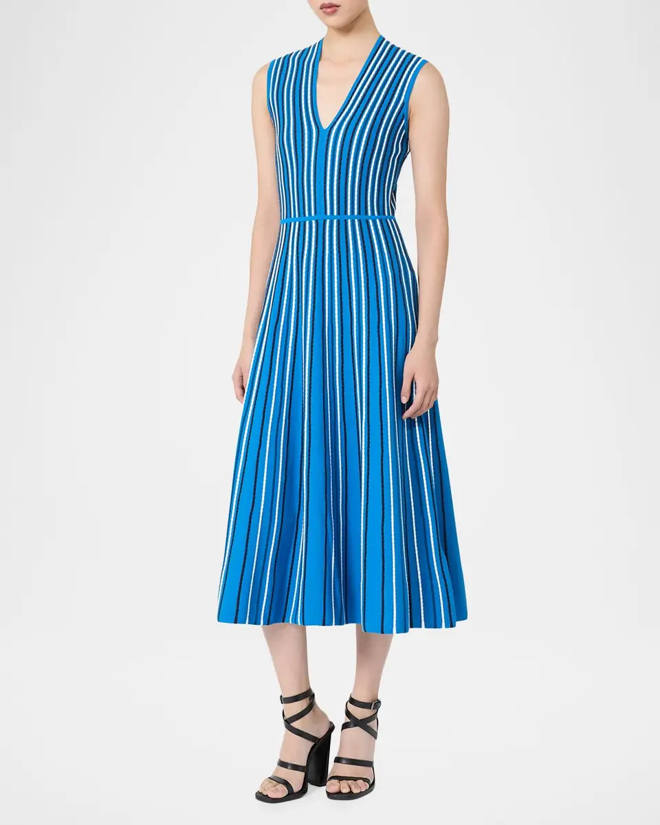 Max Mara Striped Compact Knit Sleeveless Midi Dress | Thumbnail 3 Max Mara Striped Compact Knit Sleeveless Midi Dress | Thumbnail 3