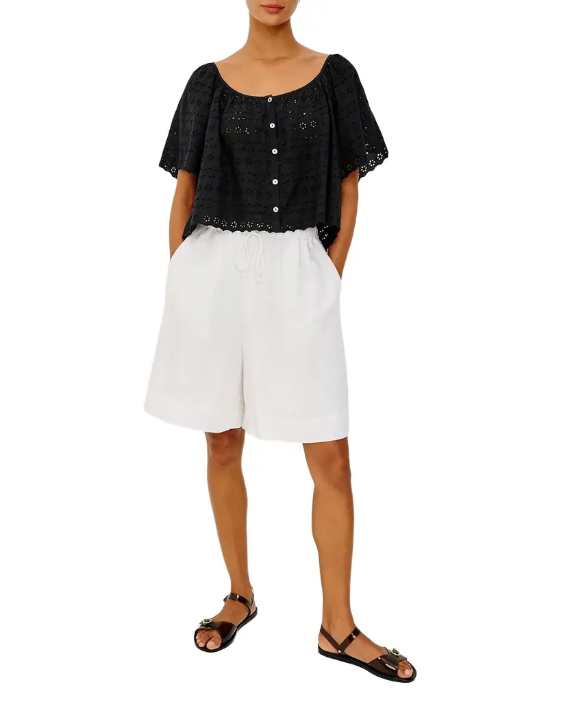 Miller Short-Sleeve Eyelet Top