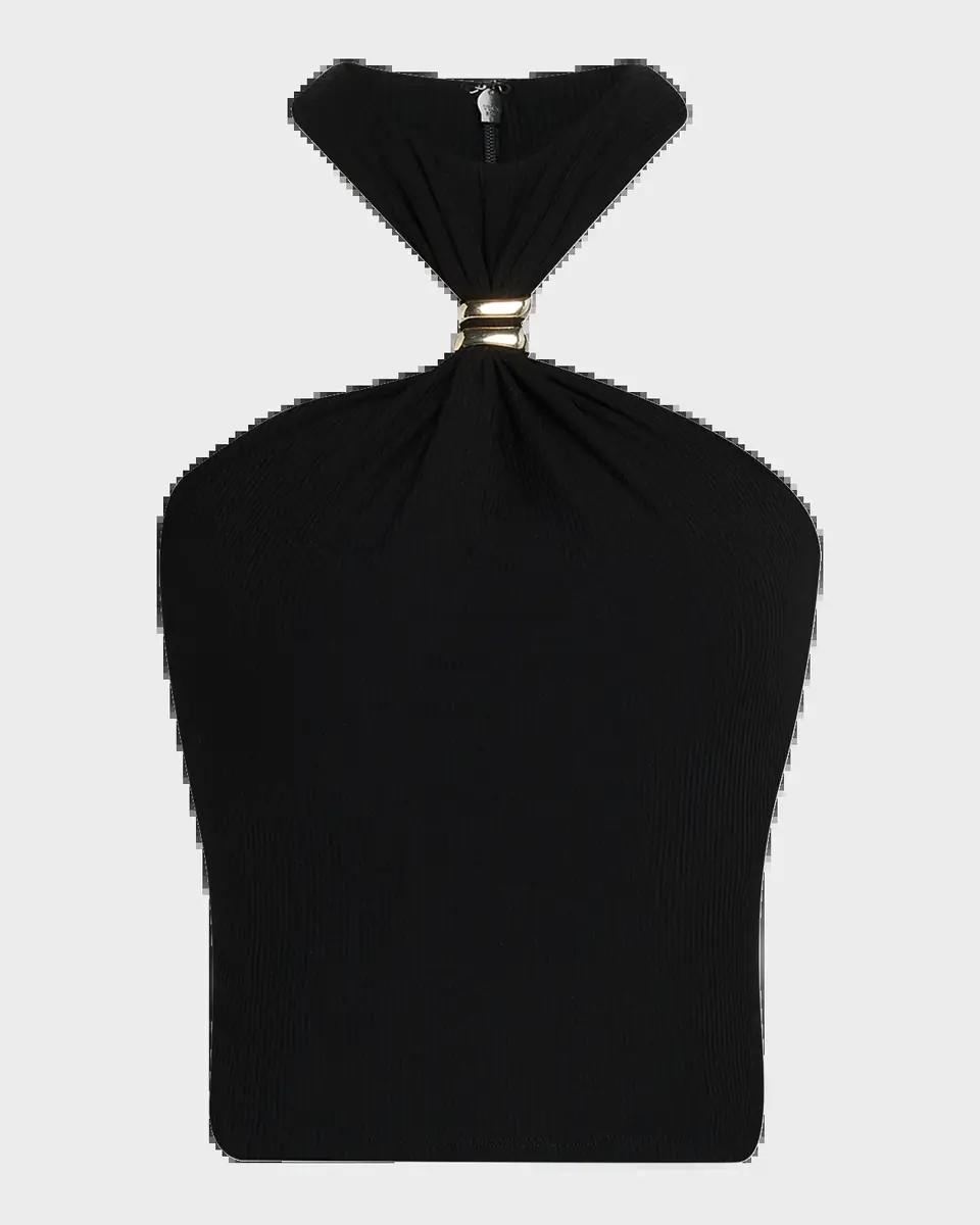 Ronny Kobo Marcel Embellished Halter Jersey Top | Thumbnail 5
